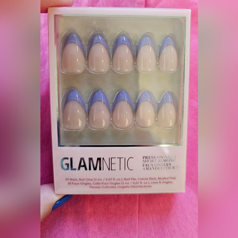 Glamnetic French Lilac French Tip Press-On Nails Short Almond. Never Used.